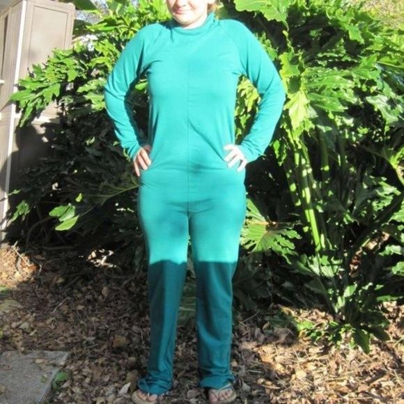 L Green Long Sleeve Long Legs Full Body Suit Jumpsuit Romper One Piece Unisex? - Picture 2 of 9
